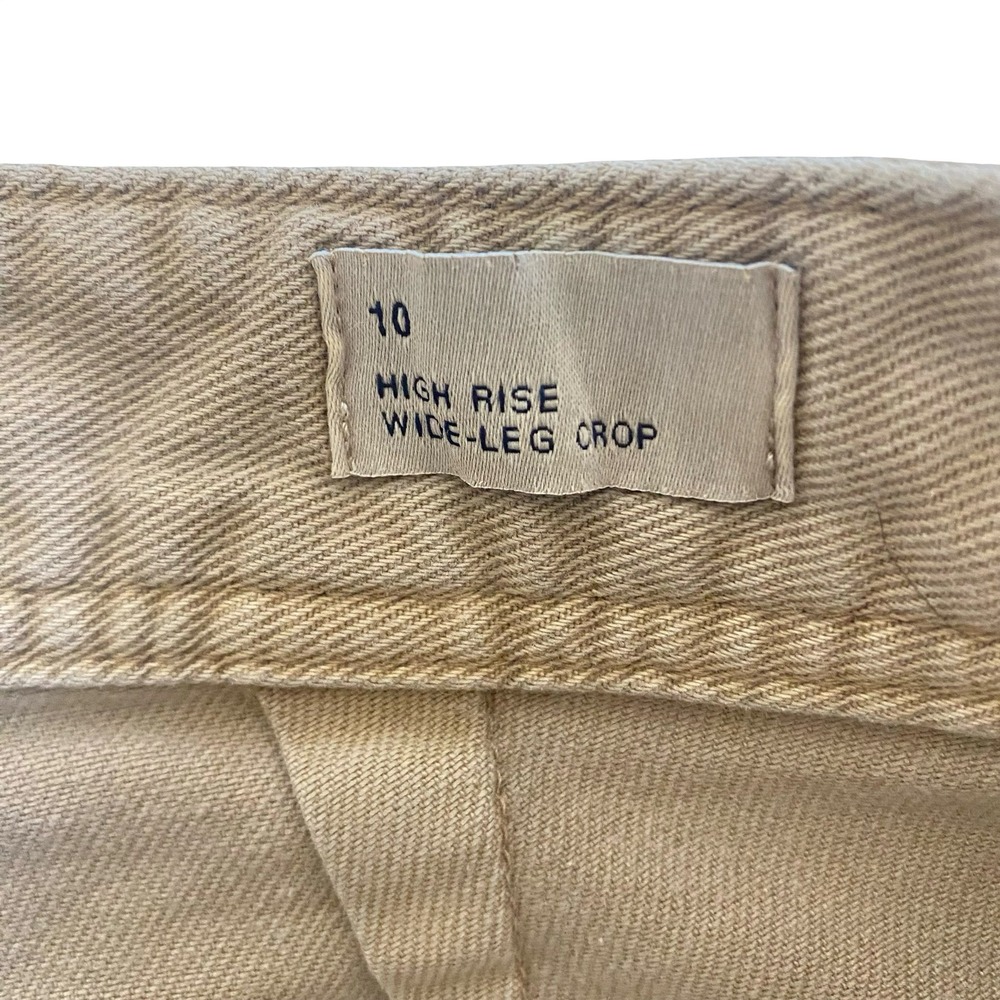 Gap High Rise Wide Leg Crop Khaki Pants Women Size 10 Cotton Twill - Picture 6 of 15